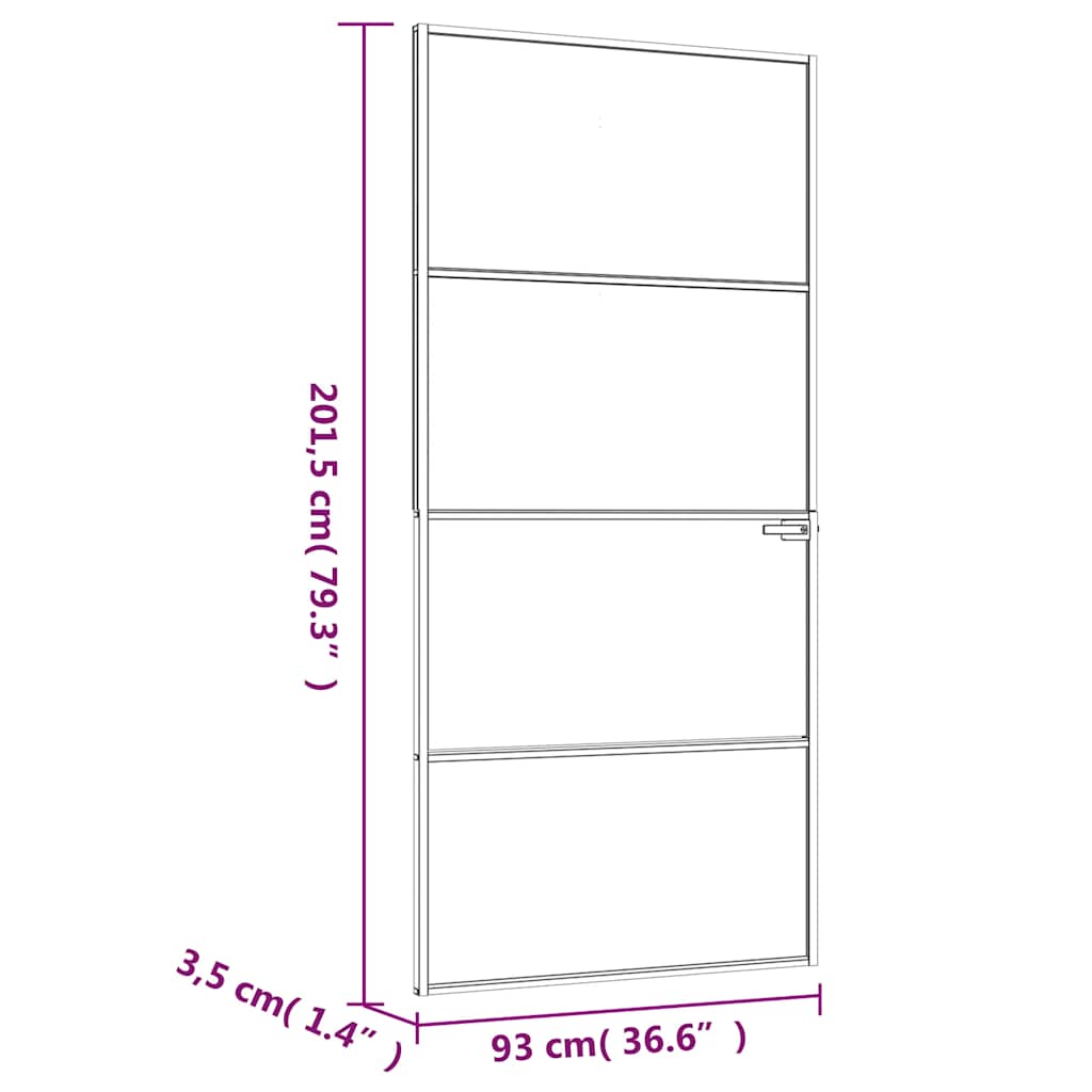 dør 93x201,5 cm hærdet glas og aluminium hvid