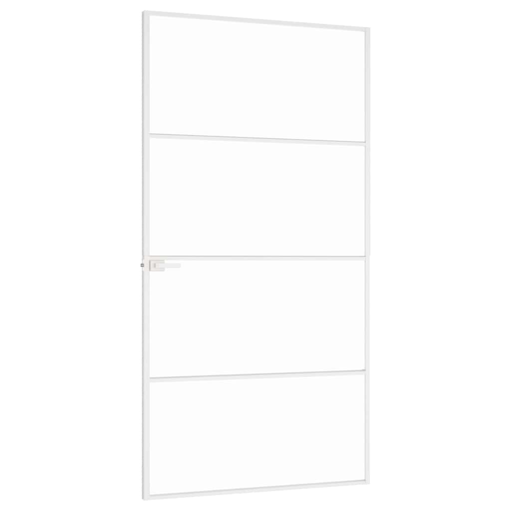 dør 102x201,5 cm hærdet glas og aluminium hvid