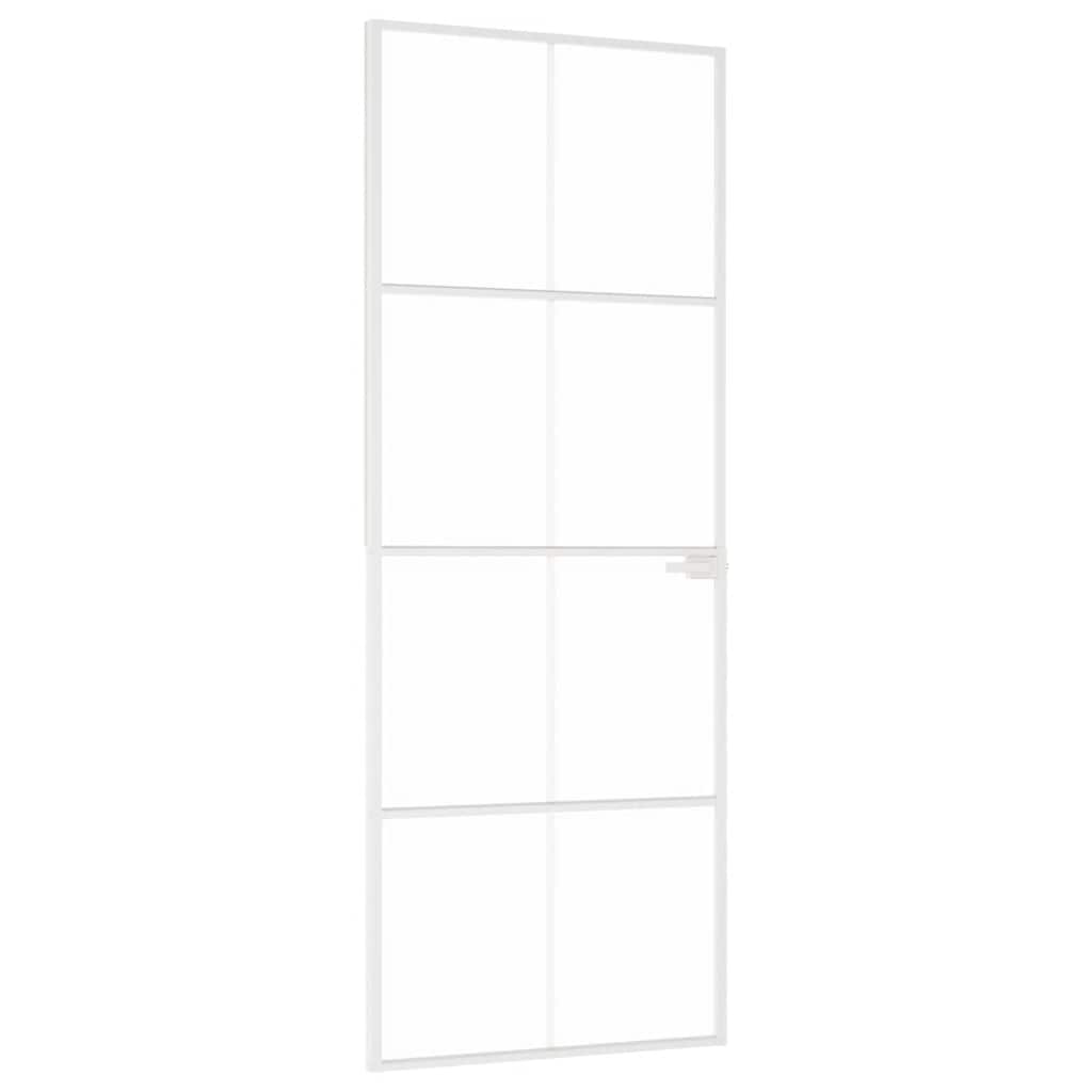 dør 76x201,5 cm hærdet glas og aluminium hvid