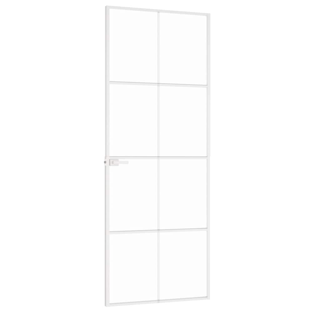 dør 76x201,5 cm hærdet glas og aluminium hvid