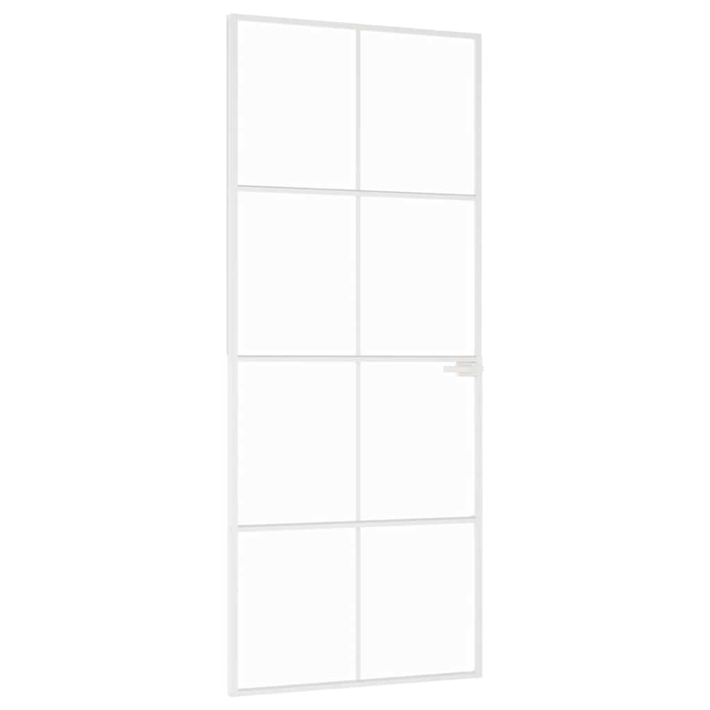 dør 83x201,5 cm hærdet glas og aluminium hvid