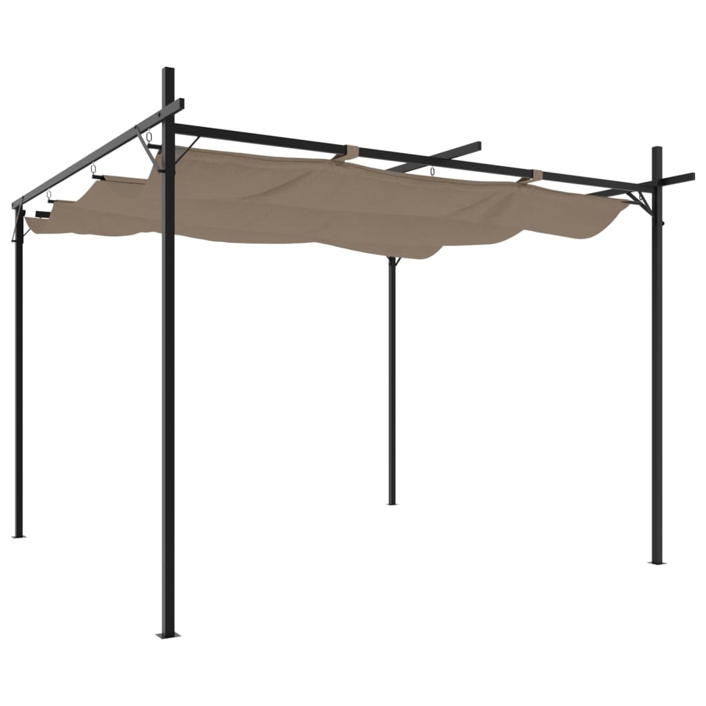 pergola med sammenrulleligt tag 295x292x230 cm gråbrun