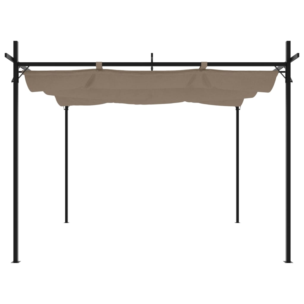 pergola med sammenrulleligt tag 295x292x230 cm gråbrun