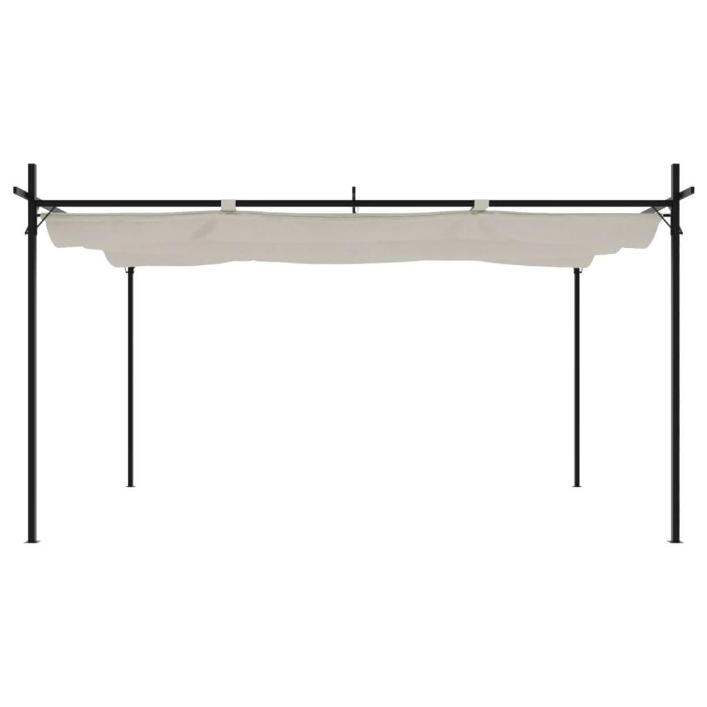 pergola med sammenrulleligt tag 395x292x230 cm cremefarvet