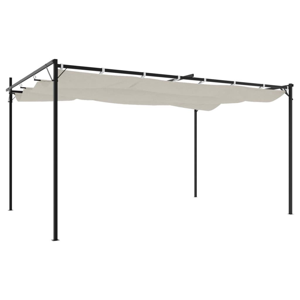 pergola med sammenrulleligt tag 395x292x230 cm cremefarvet