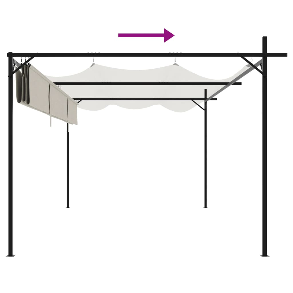 pergola med sammenrulleligt tag 395x292x230 cm cremefarvet