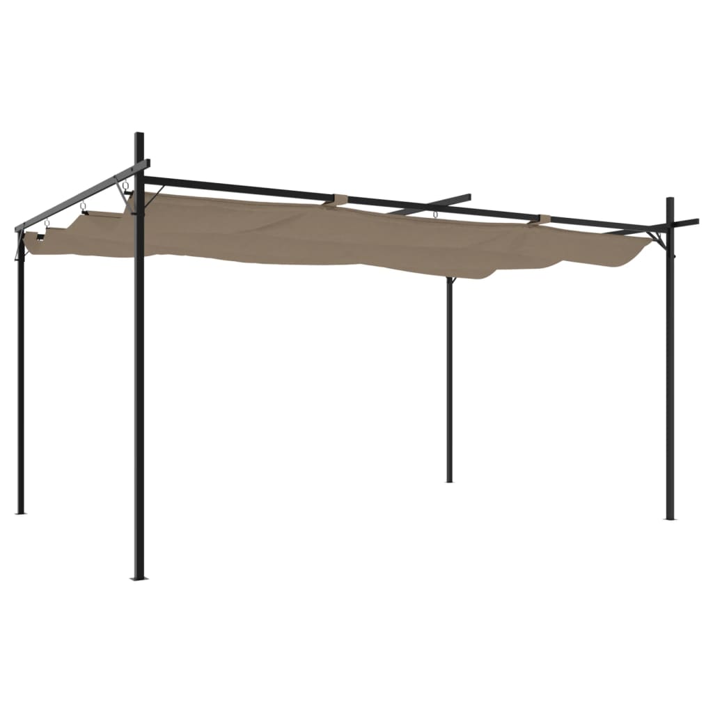 pergola med sammenrulleligt tag 395x292x230 cm gråbrun