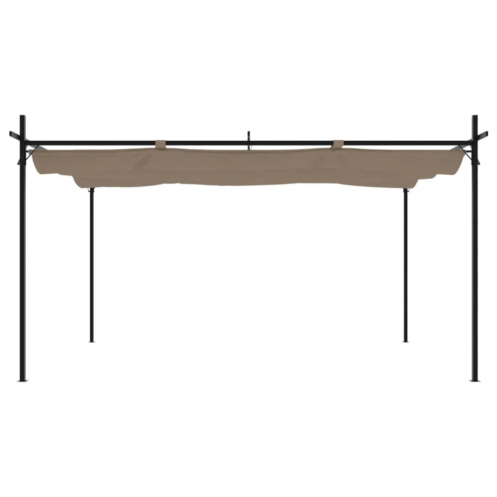 pergola med sammenrulleligt tag 395x292x230 cm gråbrun