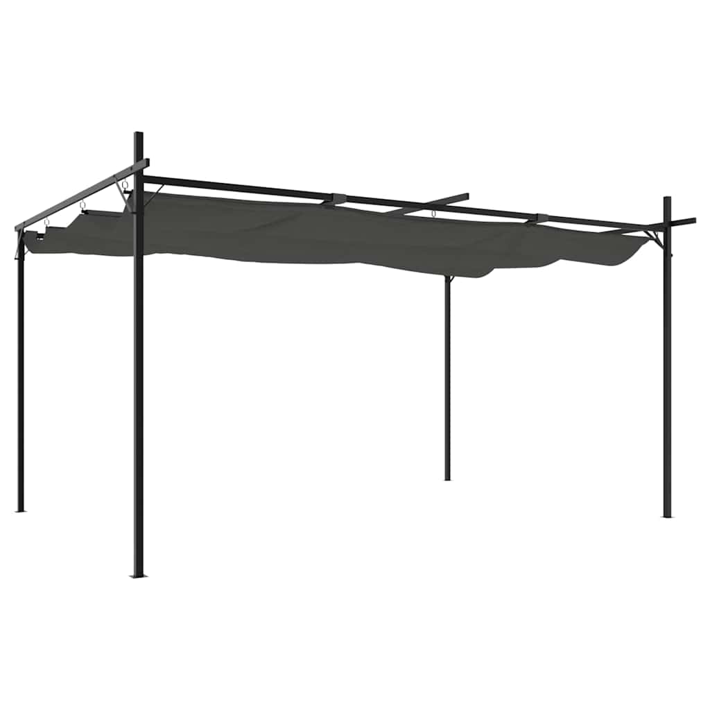 pergola med sammenrulleligt tag 395x292x230 cm antracitgrå
