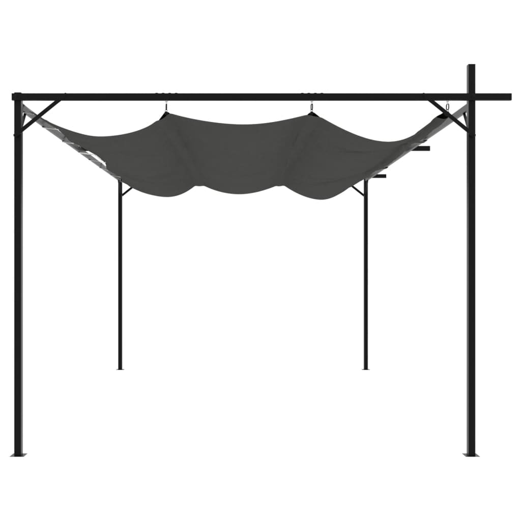 pergola med sammenrulleligt tag 395x292x230 cm antracitgrå