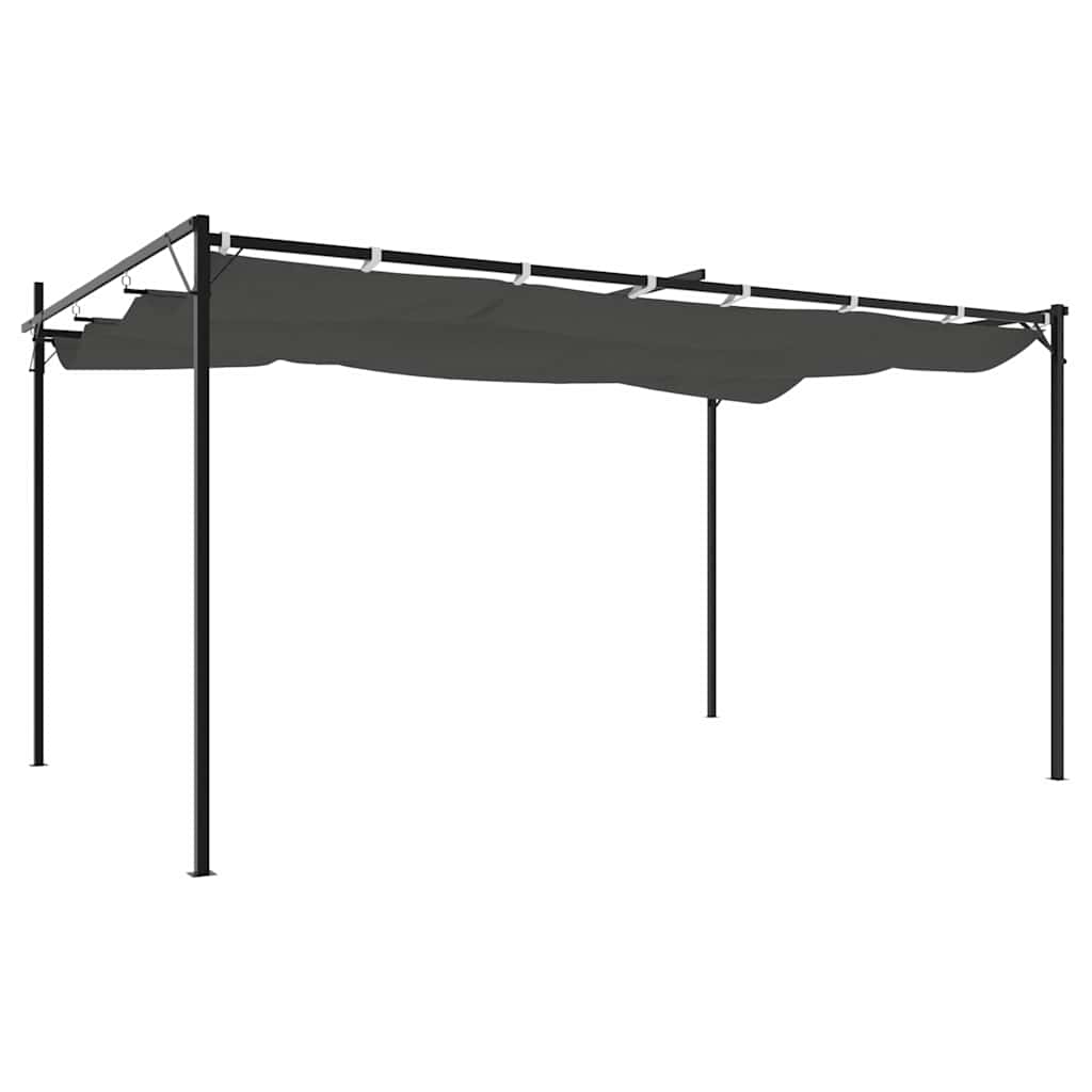 pergola med sammenrulleligt tag 395x292x230 cm antracitgrå