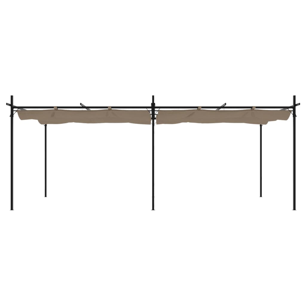 pergola med sammenrulleligt tag 589x292x230 cm gråbrun