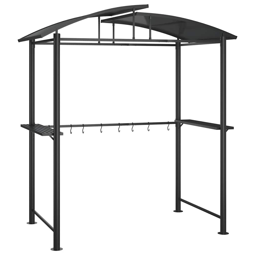 grillpavillon med sidehylder 210x114x230 cm stål antracitgrå