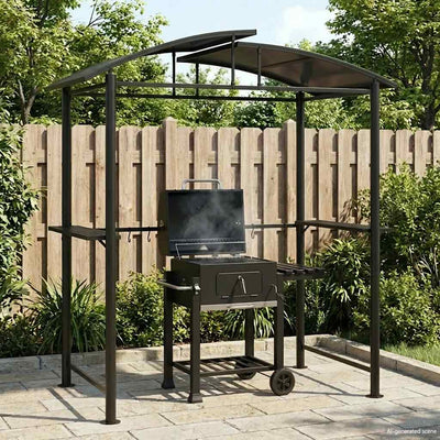 grillpavillon med sidehylder 210x114x230 cm stål antracitgrå