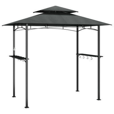 grillpavillon med sidehylder 240x150x243 cm stål antracitgrå
