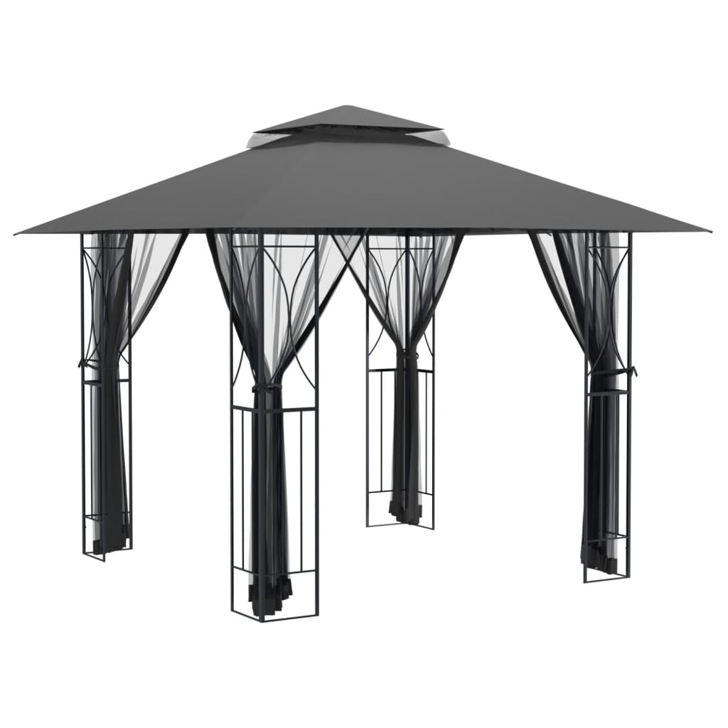 pavillon med sidevægge 300x300x270 cm stål antracitgrå