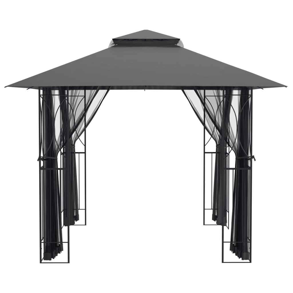 pavillon med sidevægge 300x300x270 cm stål antracitgrå