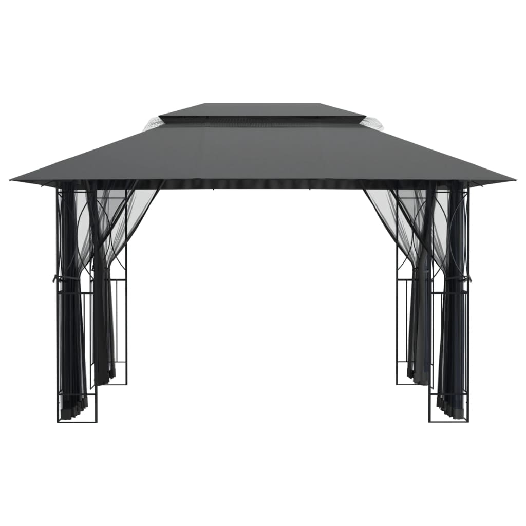 pavillon med sidevægge 400x300x270 cm stål antracitgrå