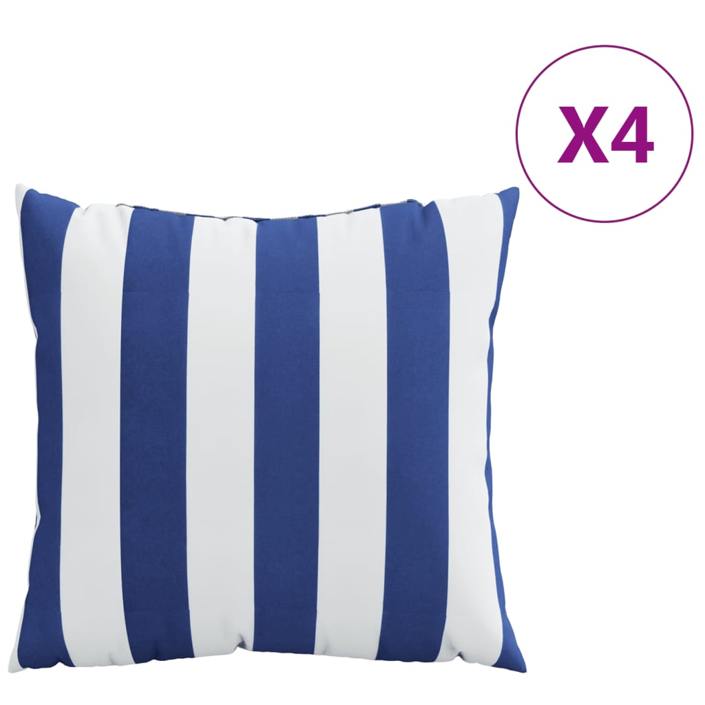 pyntepuder 4 stk. 60x60 cm stof striber blå og hvid