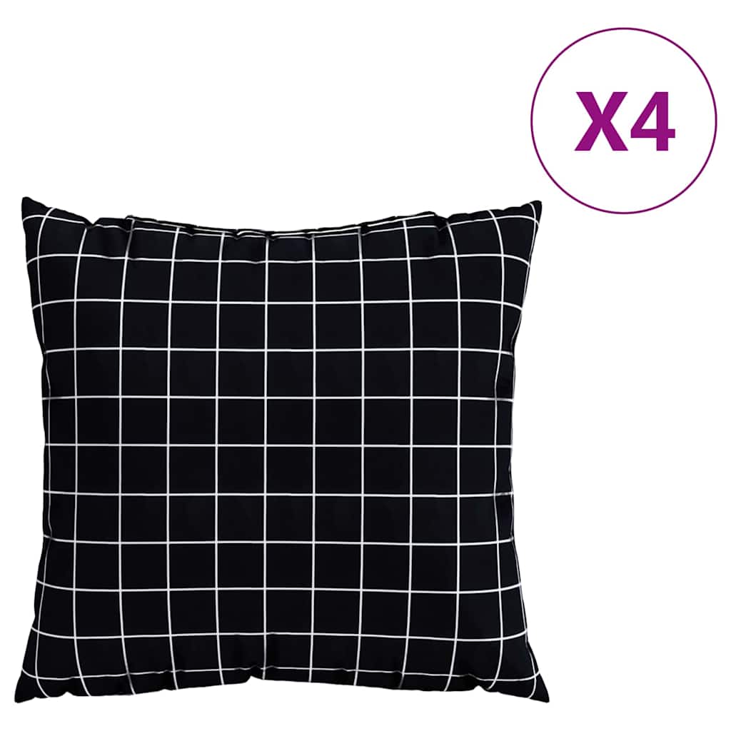 Scatter Puder 4 stk. Polyesterstof Sort Tjek 60 x 60 cm