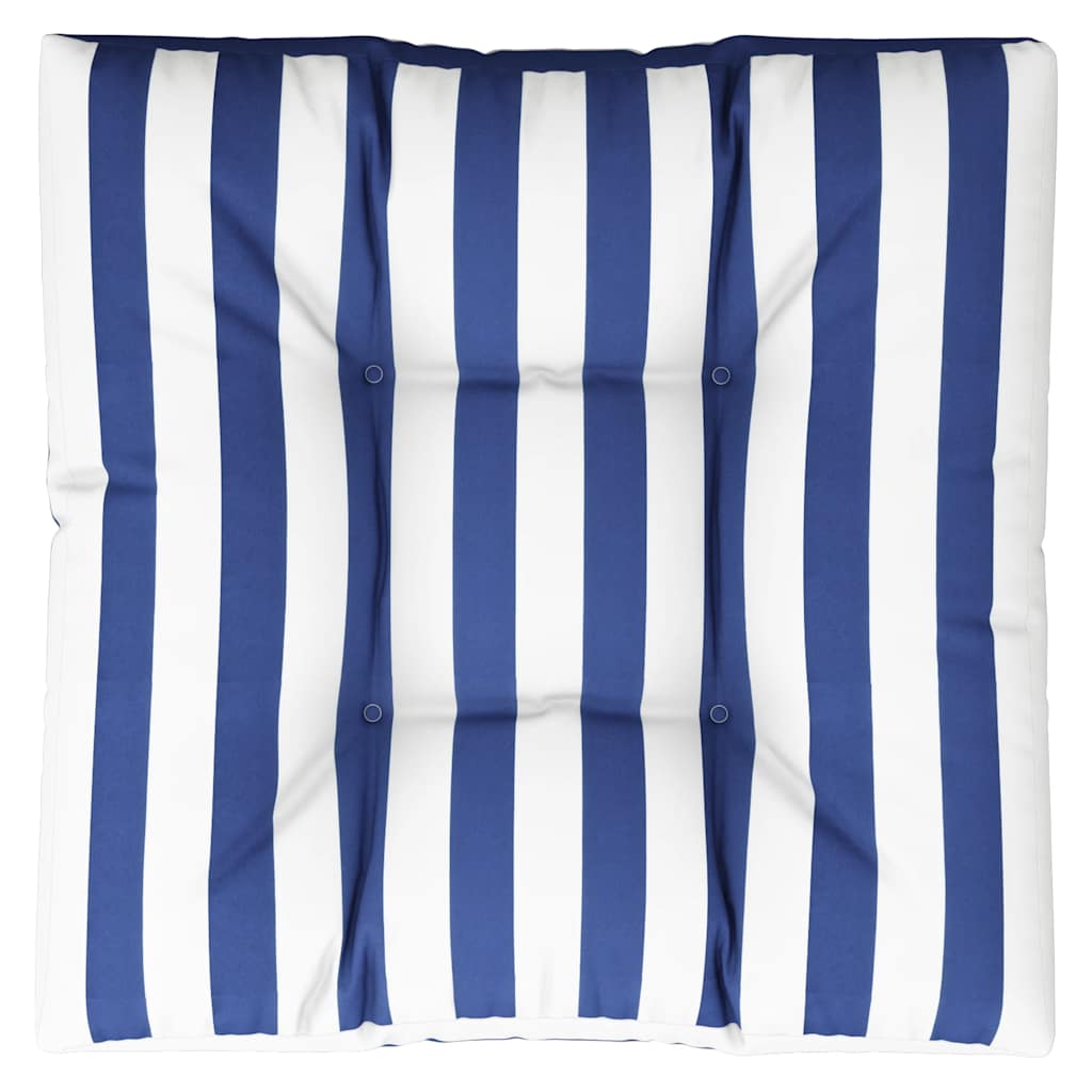 pallehynde 80x80x12 cm stof stribet blå og hvid