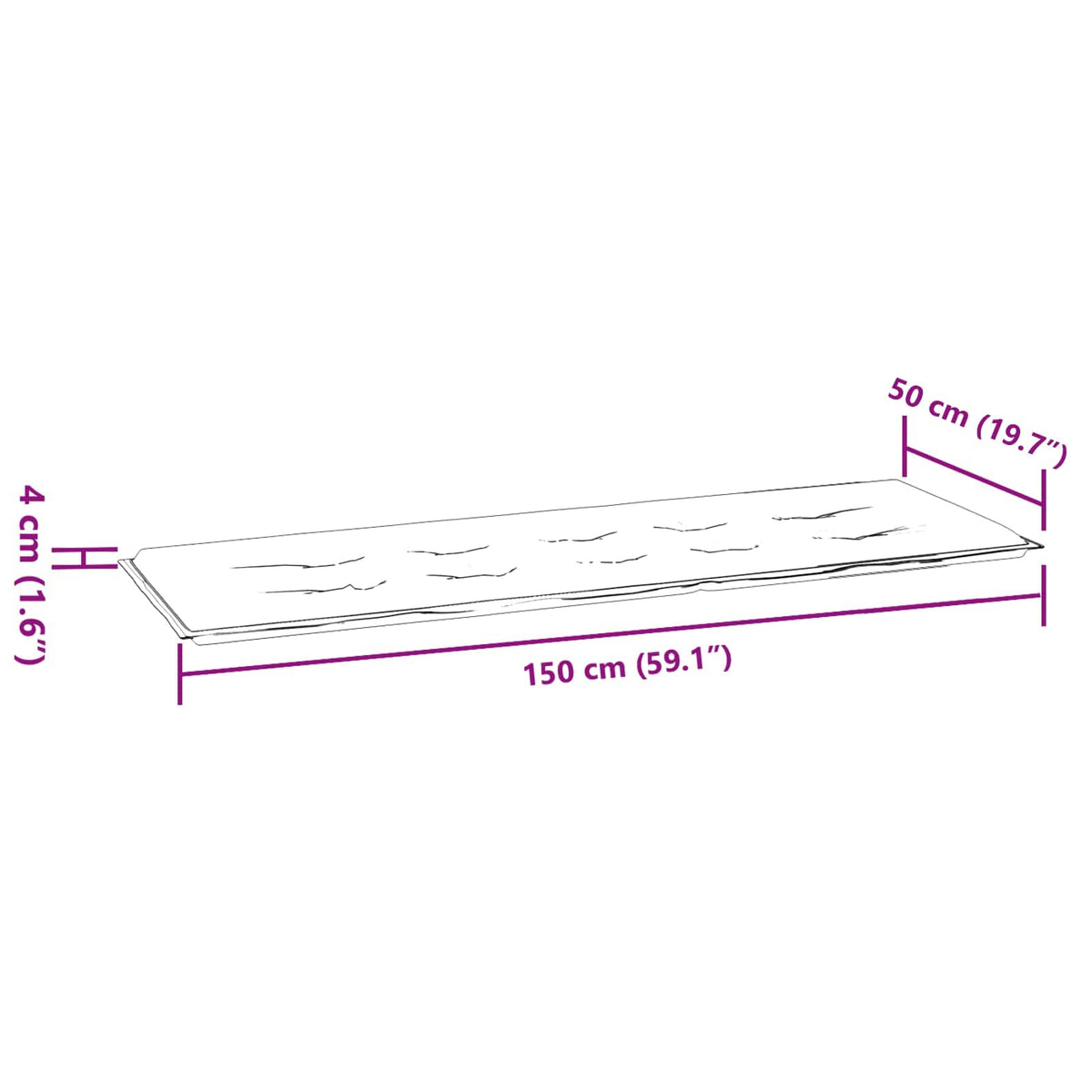 Bænk Pude Oxford stof Bladmønster 150 x 50 x 3 cm