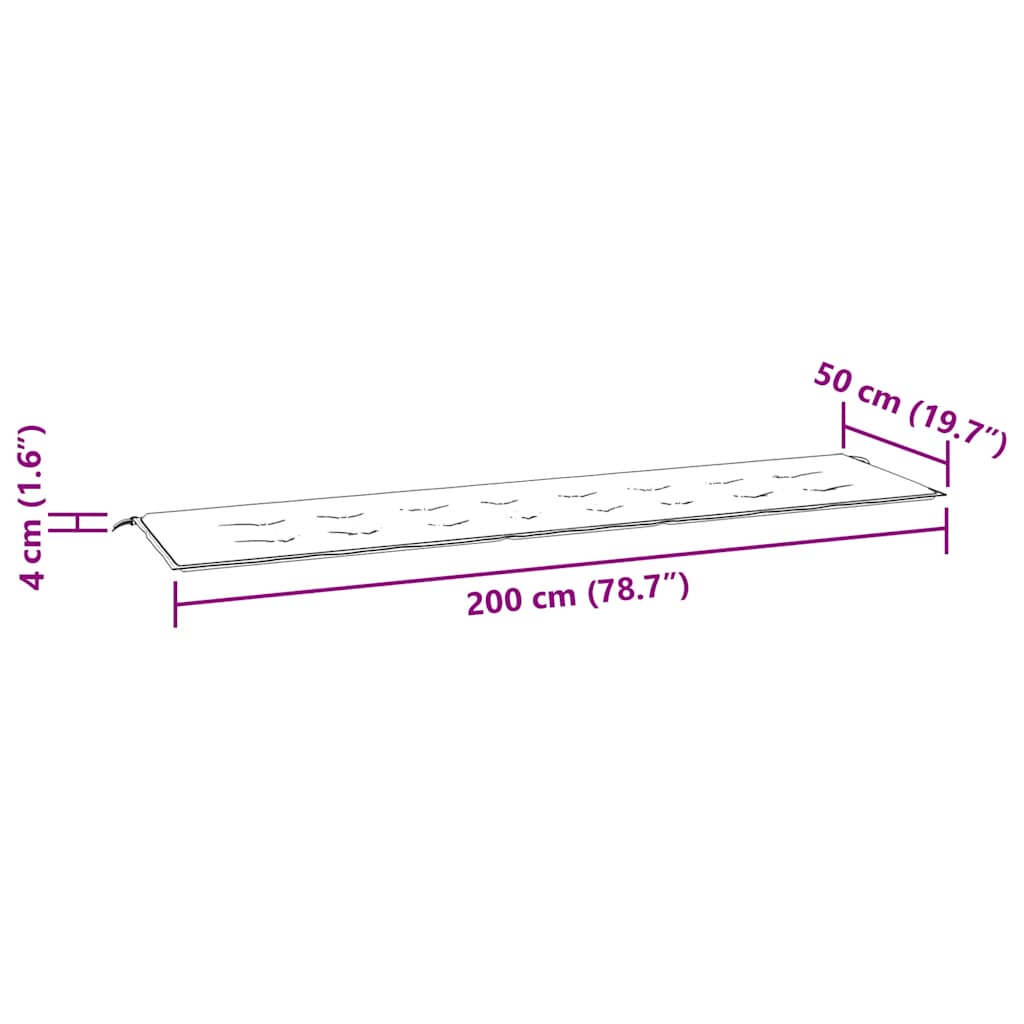 hynde til havebænk 200x50x3 cm stof bladmønster