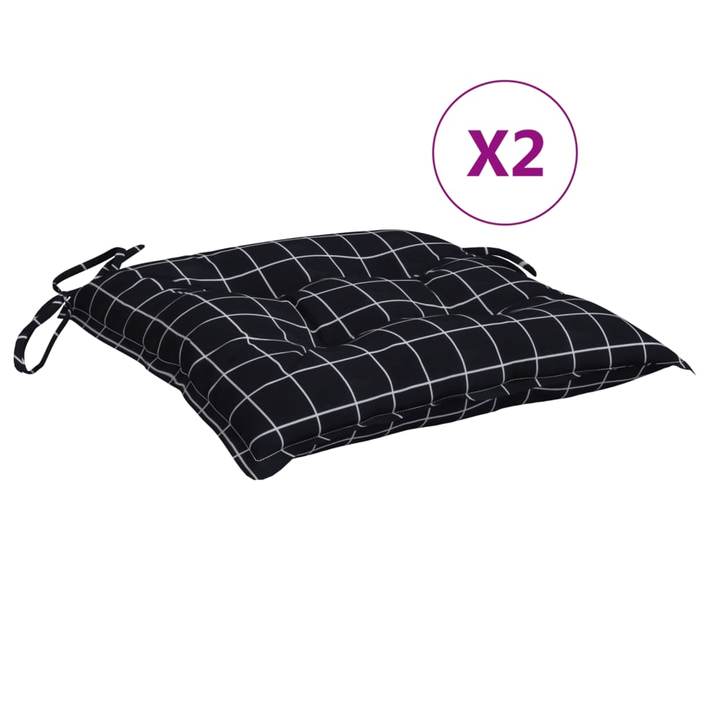 stolehynder 2 stk. 50x50x7 cm oxfordstof ternet mønster sort