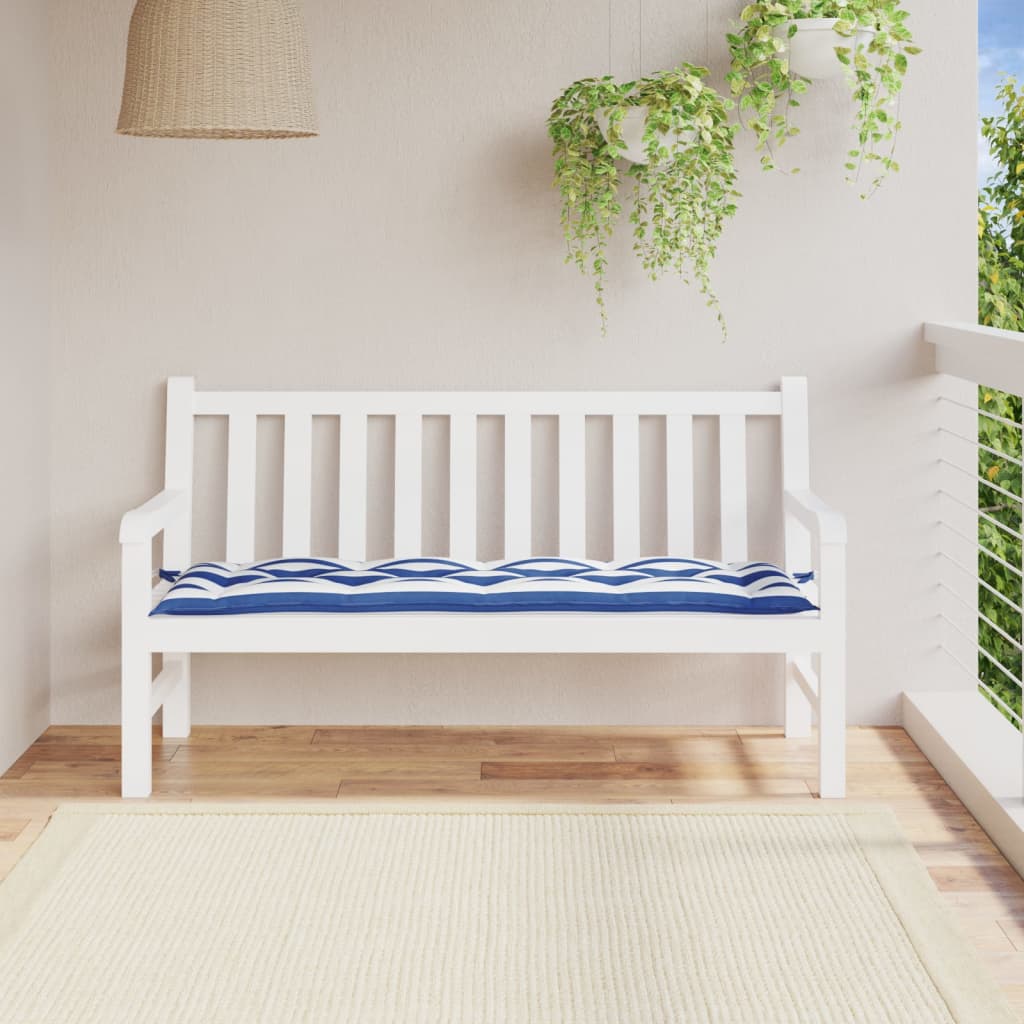 hynde til havebænk 150x50x7 cm striber oxfordstof blå og hvid