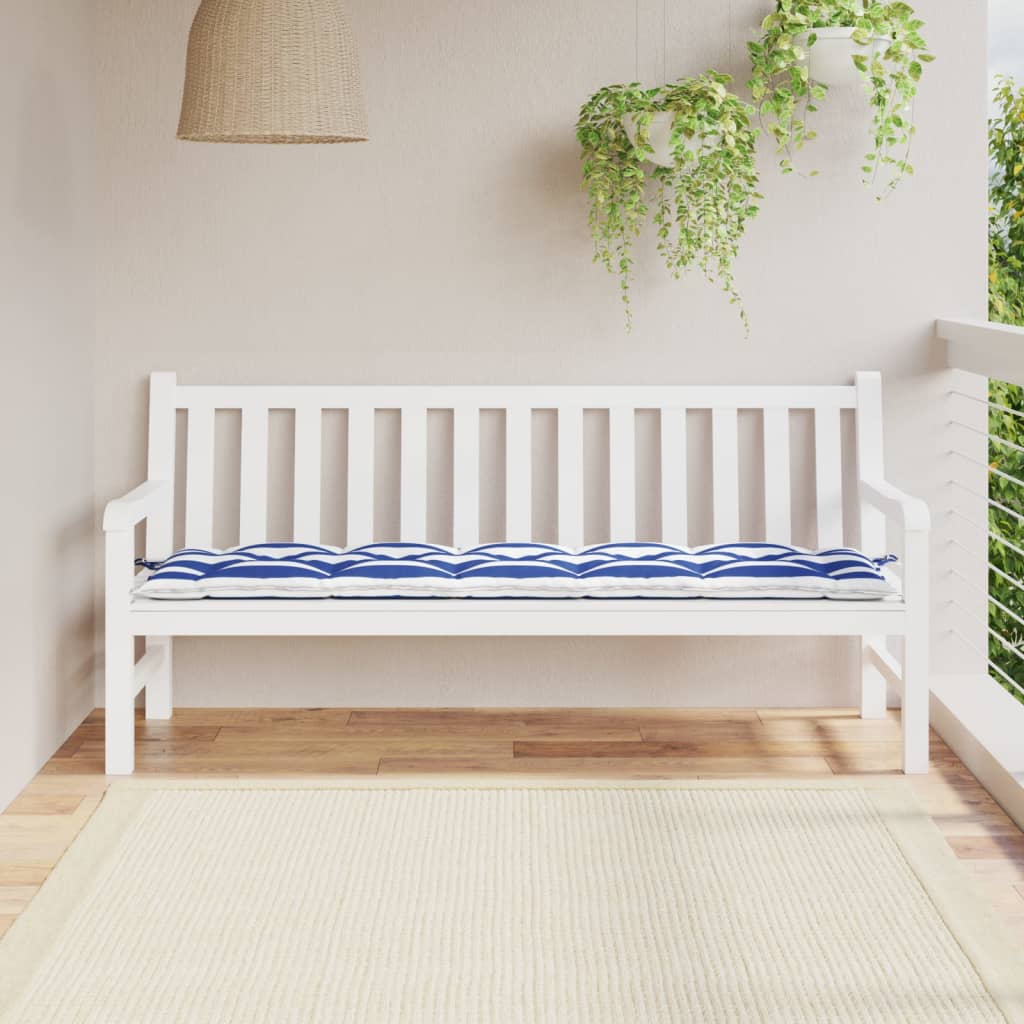hynde til havebænk 180x50x7 cm striber oxfordstof blå og hvid