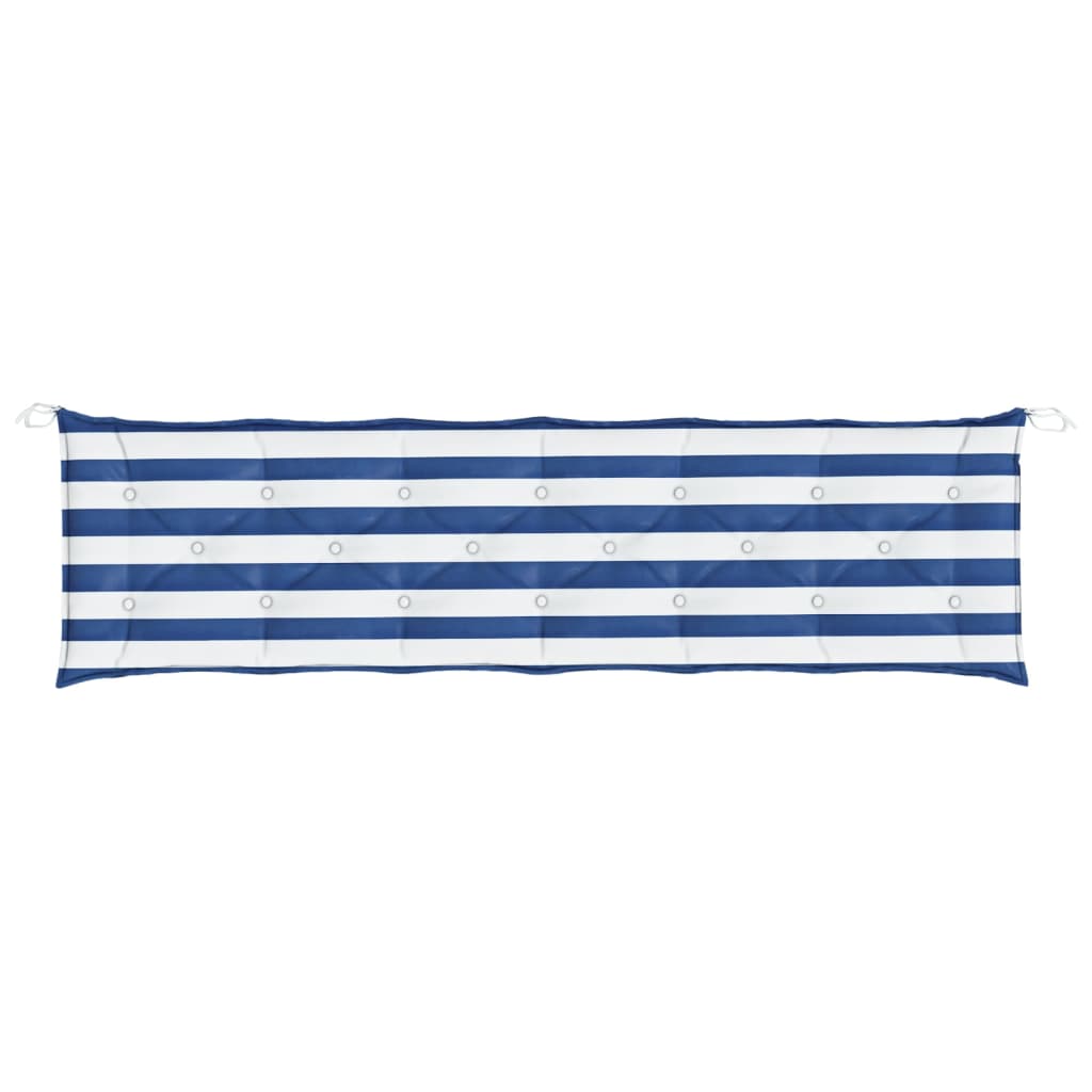 hynde til havebænk 200x50x7 cm striber stof blå og hvid