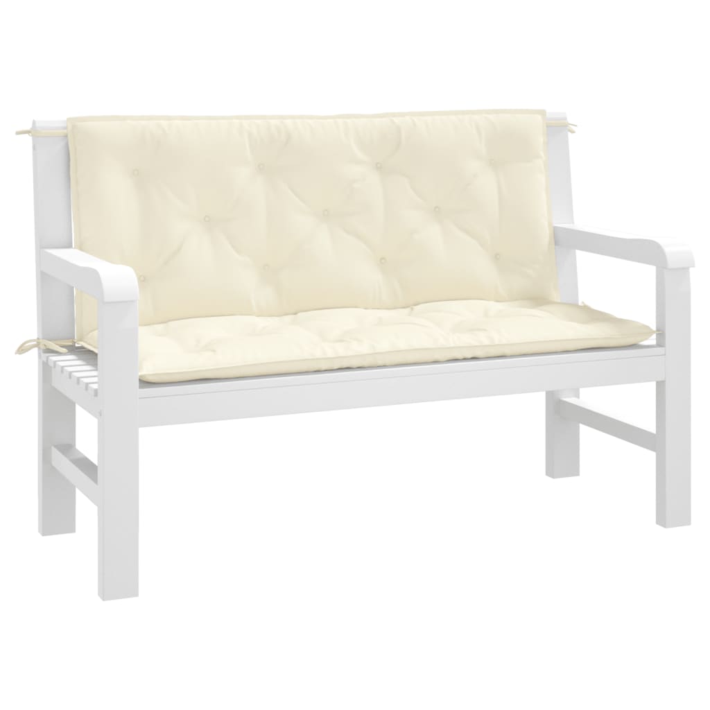 hynder til havebænk 2 stk. 120x50x7 cm oxfordstof cremefarvet