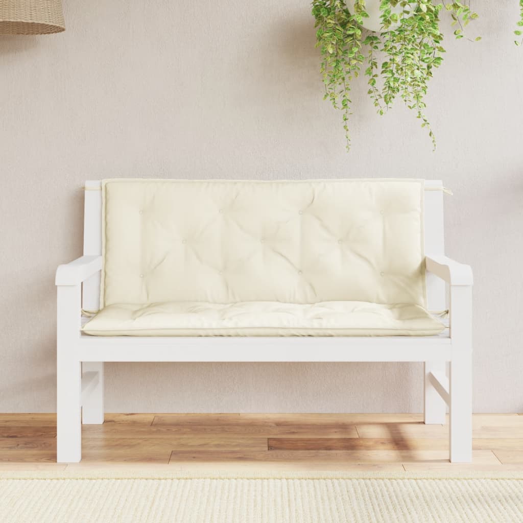 hynder til havebænk 2 stk. 120x50x7 cm oxfordstof cremefarvet