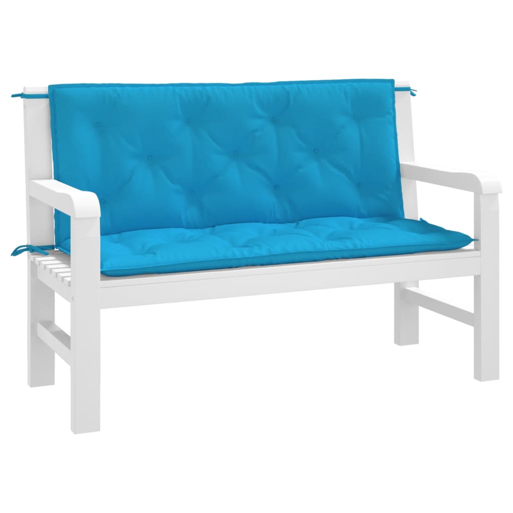 hynder til havebænk 2 stk. 120x50x7 cm oxfordstof lyseblå