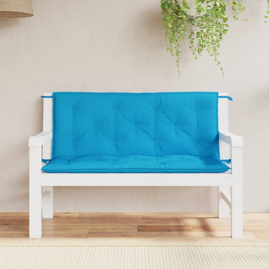 hynder til havebænk 2 stk. 120x50x7 cm oxfordstof lyseblå