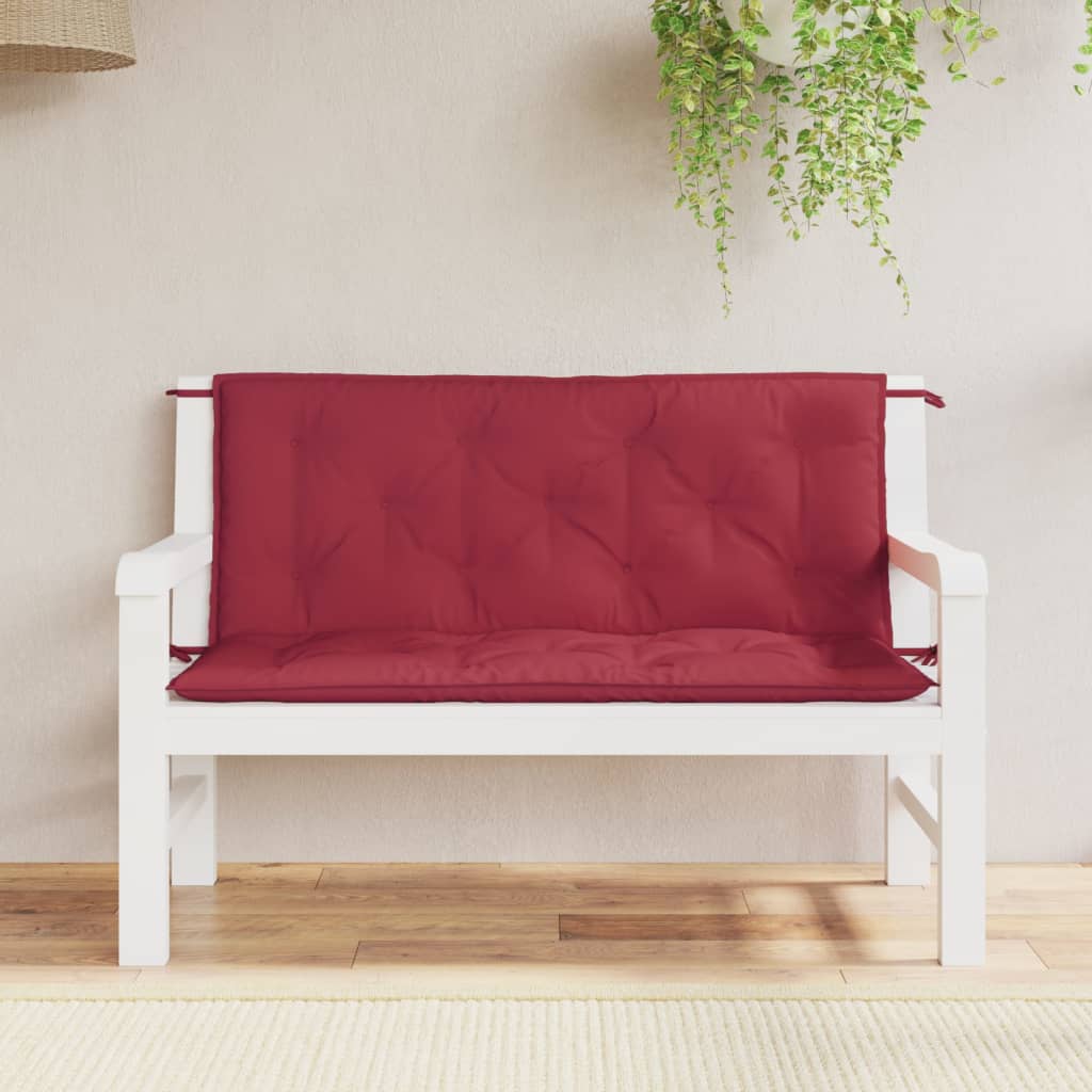 hynder til havebænk 2 stk. 120x50x7 cm oxfordstof vinrød