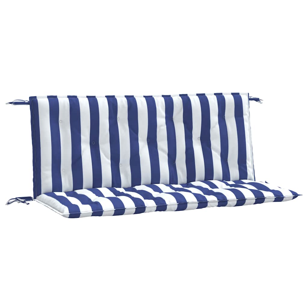 hynder til havebænk 2 stk 120x50x7 cm striber stof blå hvid