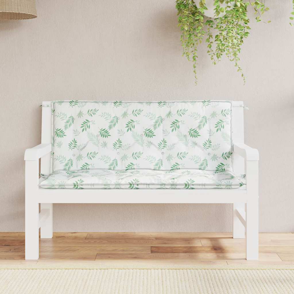 hynder til havebænk 2 stk 120x50x7 cm stof bladmønster