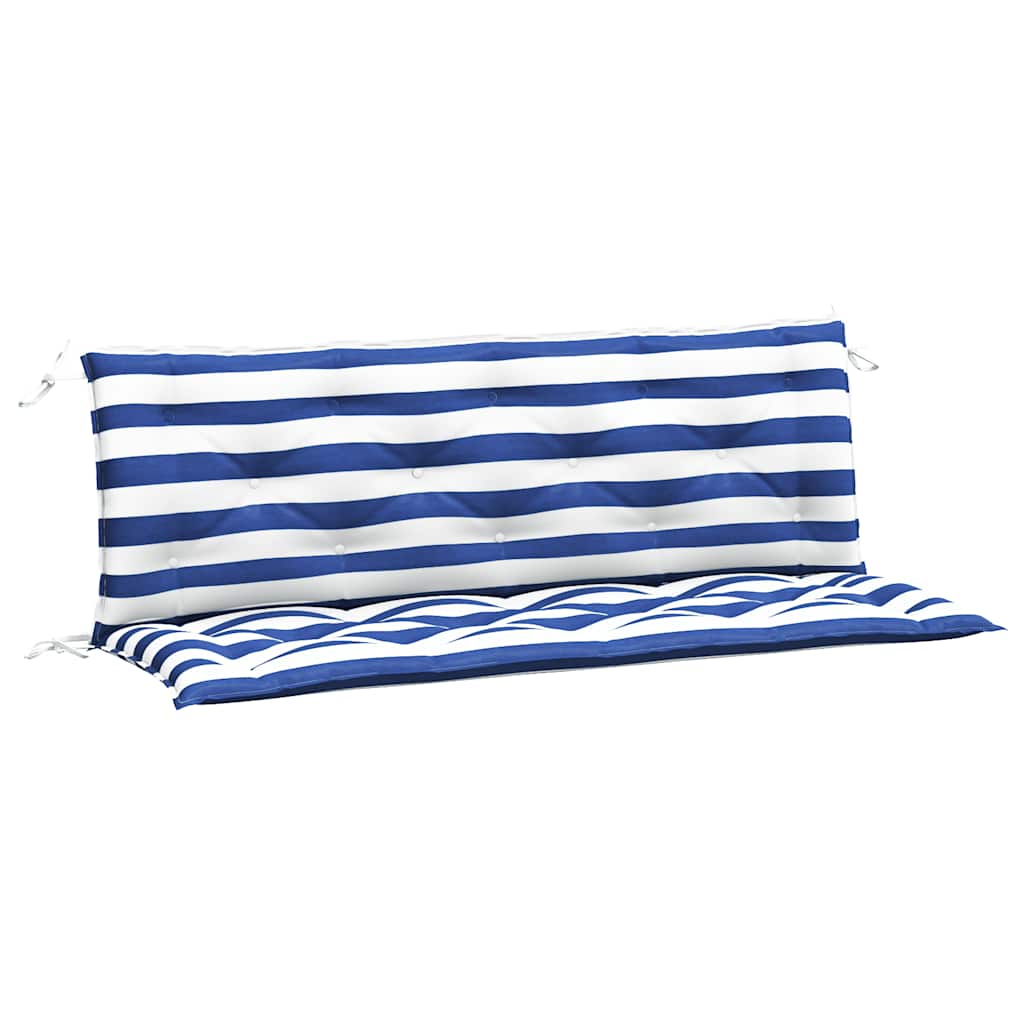 hynder til havebænk 2 stk 150x50x7 cm striber stof blå hvid