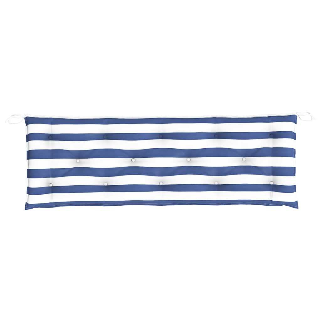 hynder til havebænk 2 stk 150x50x7 cm striber stof blå hvid