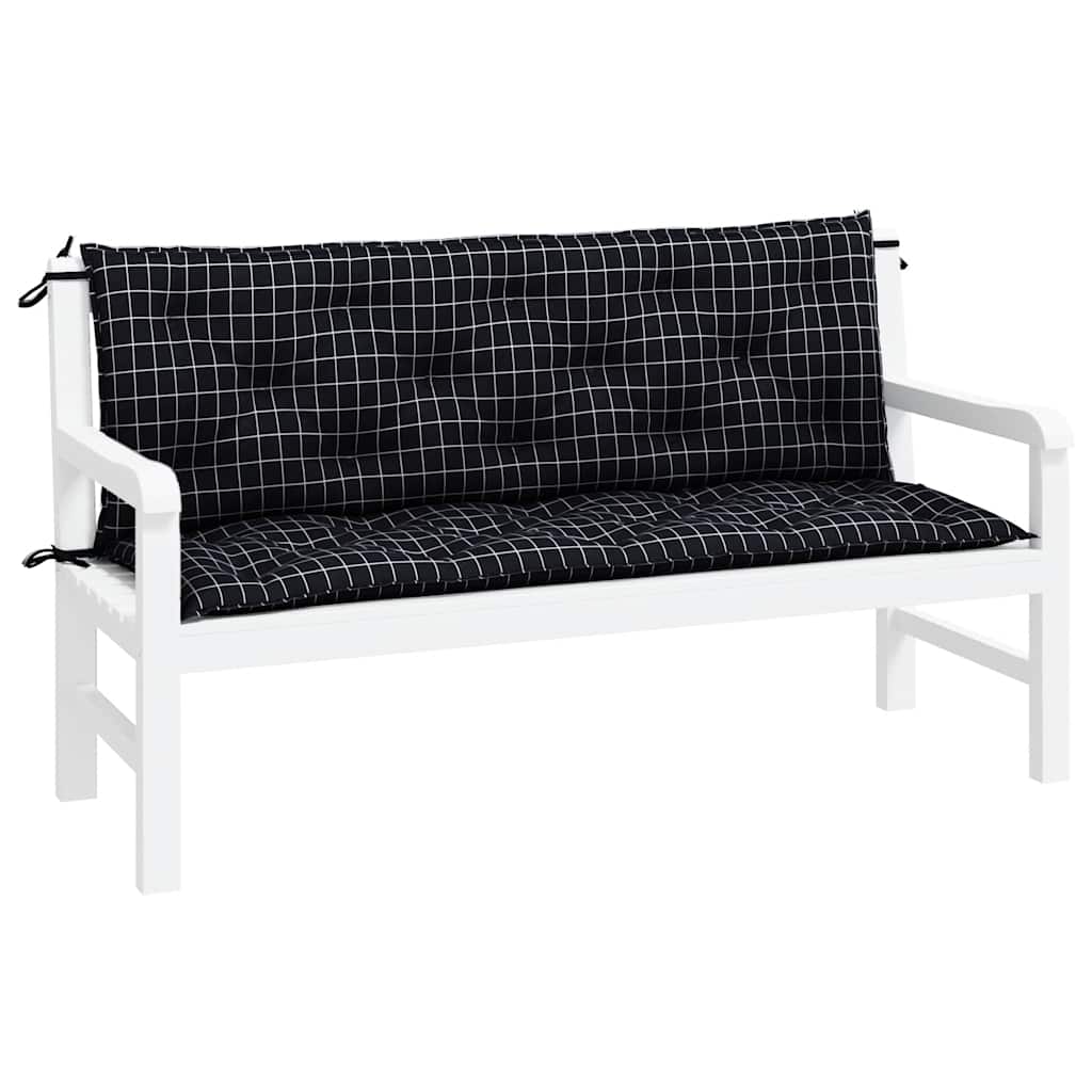 hynder til havebænk 2 stk 150x50x7 cm stof ternet sort