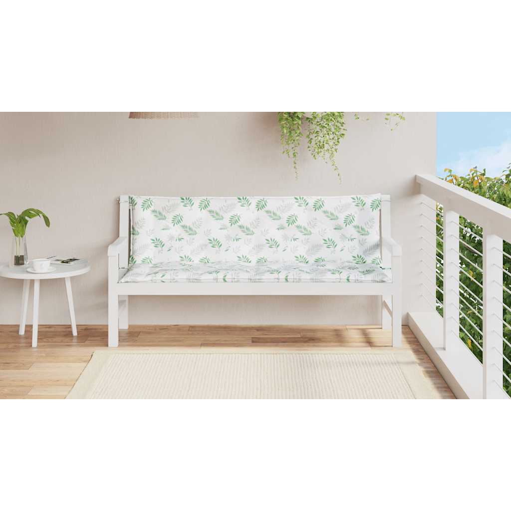 hynder til havebænk 2 stk 150x50x7 cm stof bladmønster