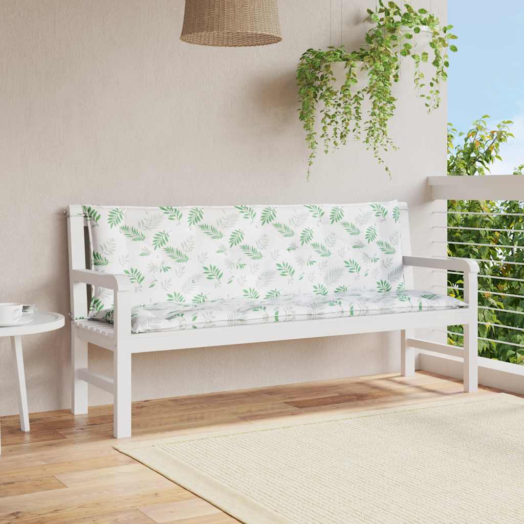 hynder til havebænk 2 stk 150x50x7 cm stof bladmønster