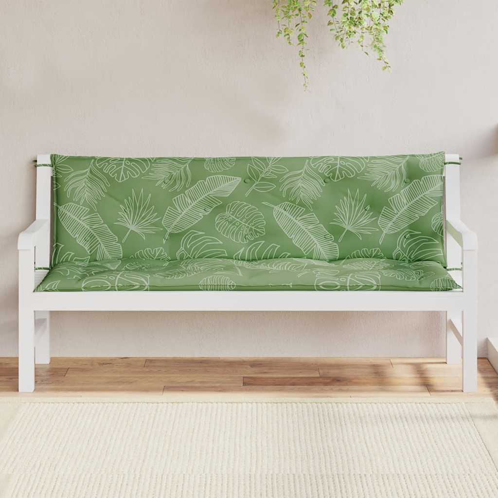 hynder til havebænk 2 stk 150x50x7 cm stof bladmønster