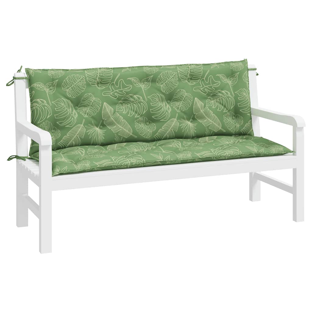 hynder til havebænk 2 stk 150x50x7 cm stof bladmønster