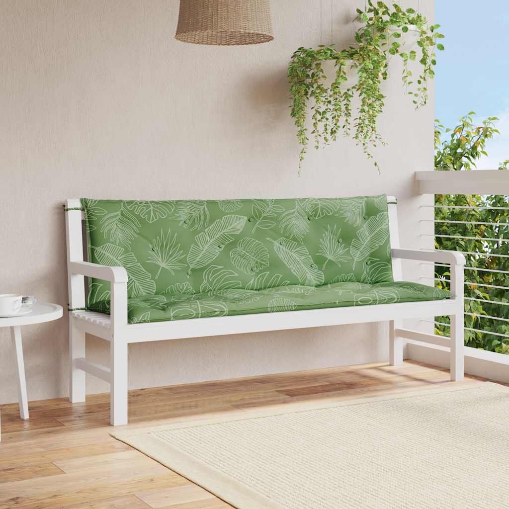 hynder til havebænk 2 stk 150x50x7 cm stof bladmønster