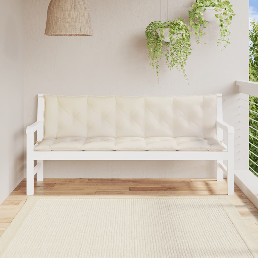 hynder til havebænk 2 stk. 180x50x7 cm oxfordstof cremefarvet