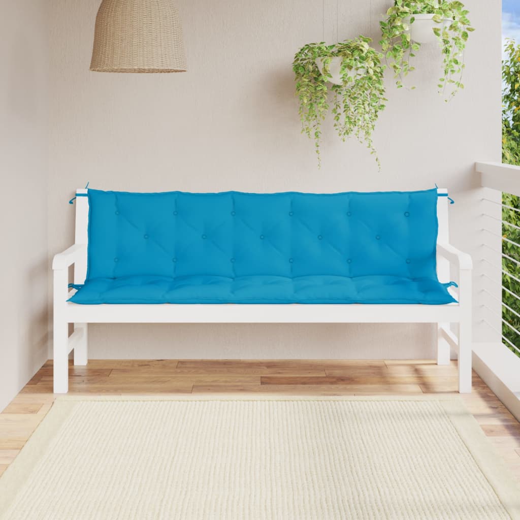 hynder til havebænk 2 stk. 180x50x7 cm oxfordstof lyseblå