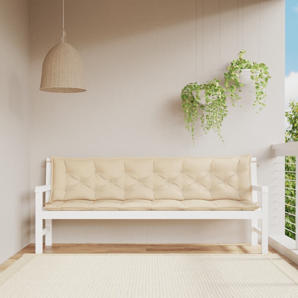 hynder til havebænk 2 stk. 200x50x7 cm oxfordstof beige