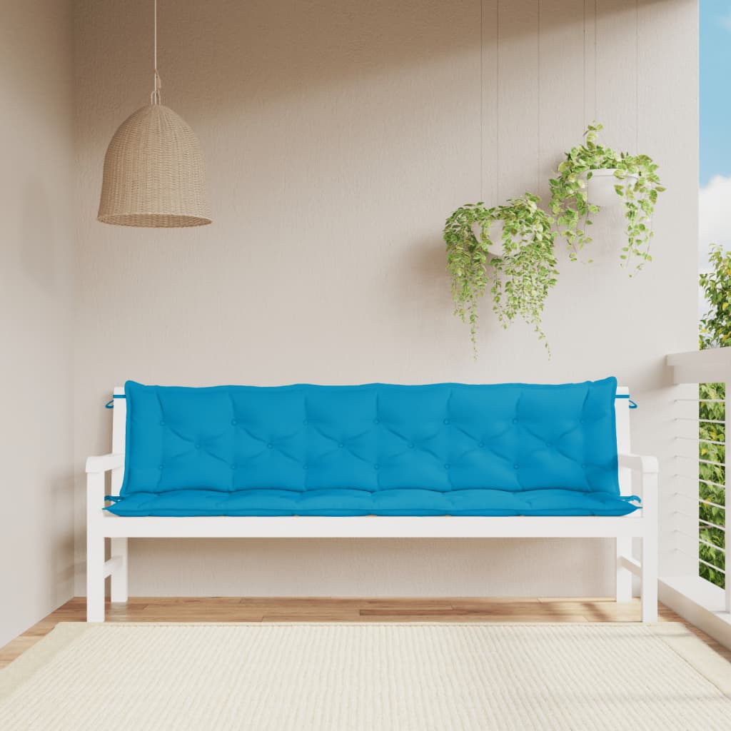 hynder til havebænk 2 stk. 200x50x7 cm oxfordstof lyseblå